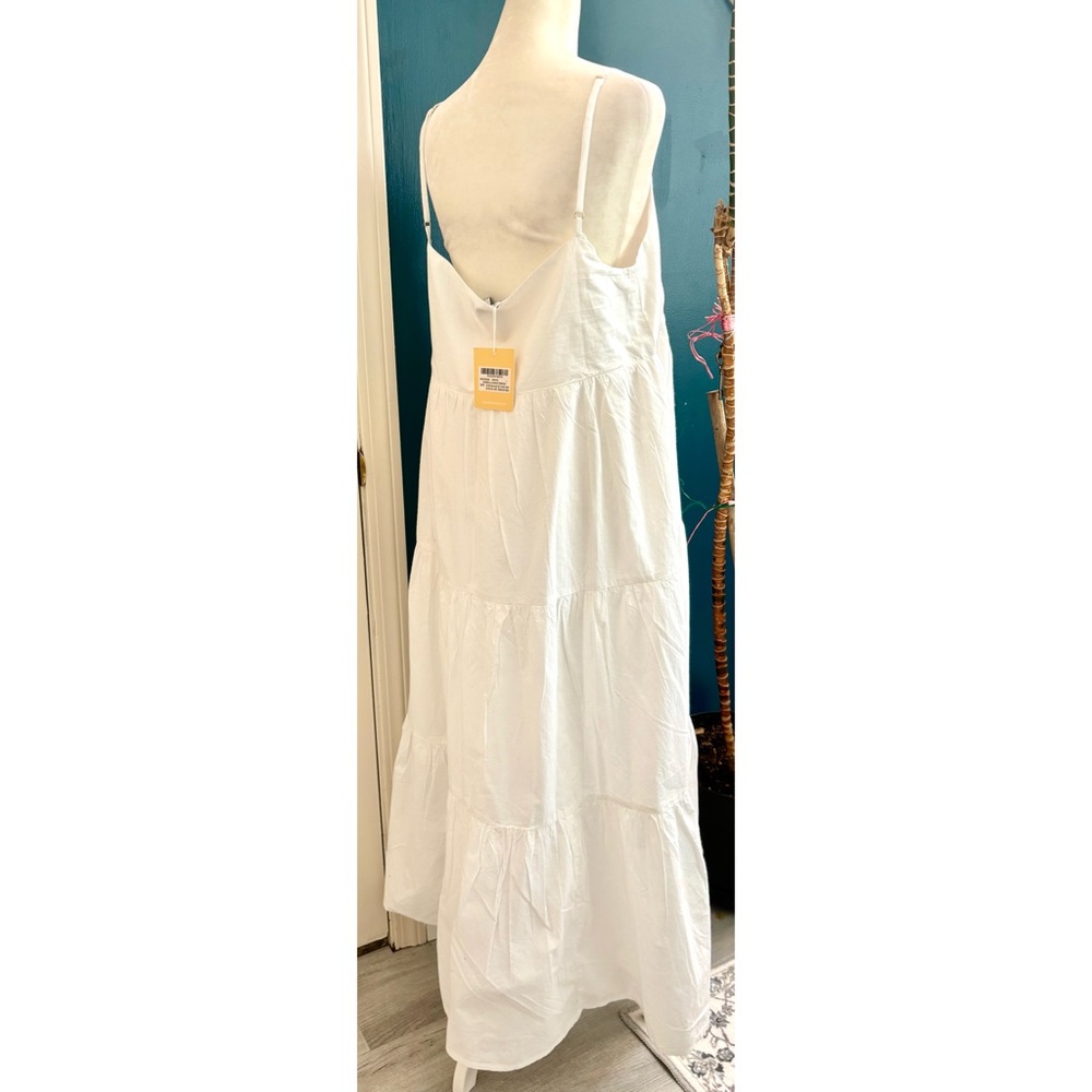 Charlie Holiday Boho Maxi Dress White Flowy Ruffle Tiered Summer NWT-Size 8 - Picture 4 of 12